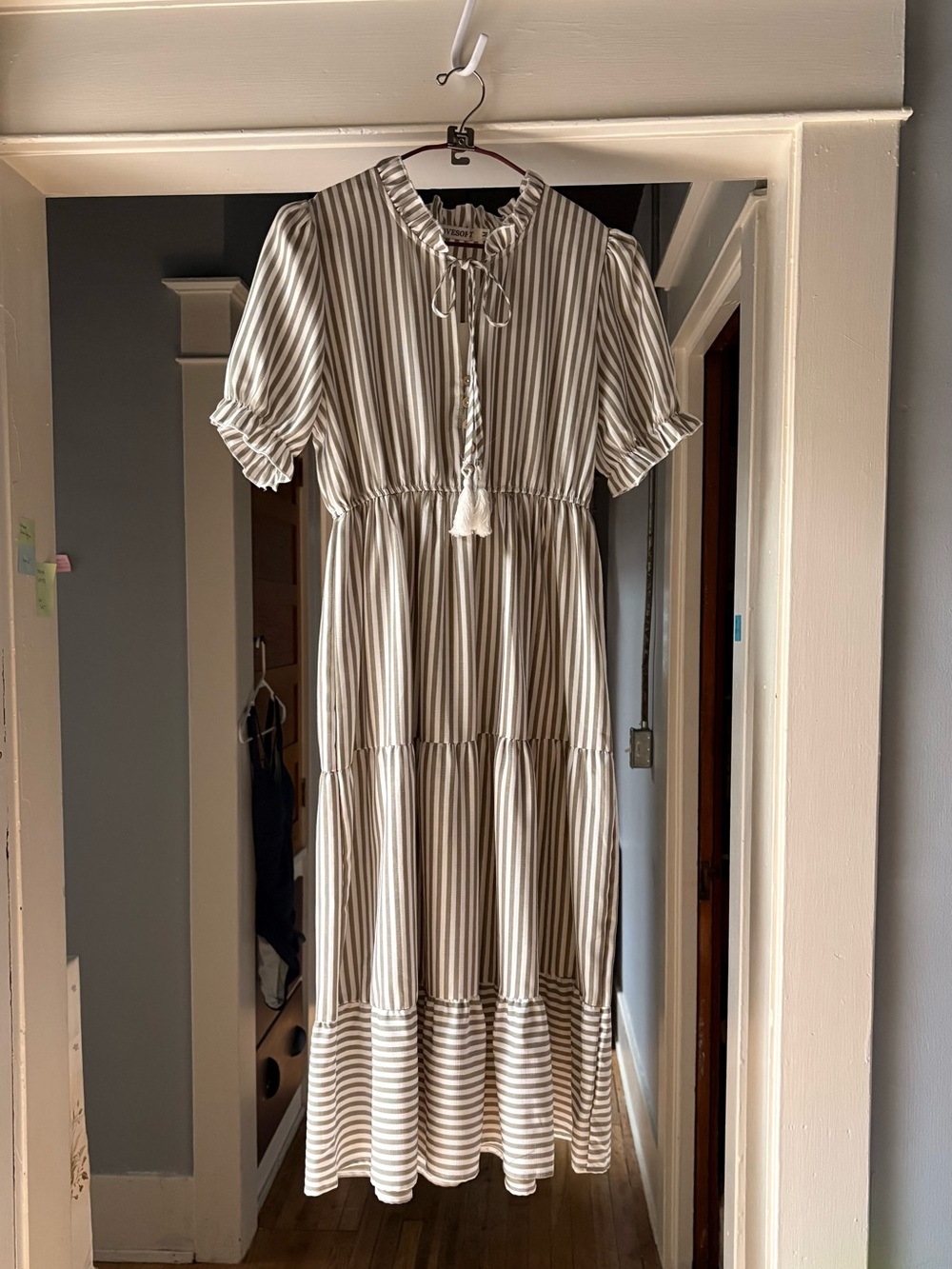 boho prairie-style tiered midi dress